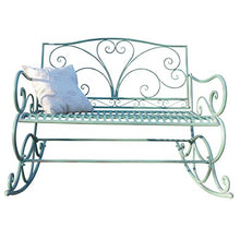Panchina a dondolo HWC-C39 stile romantico metallo 112cm verde antico