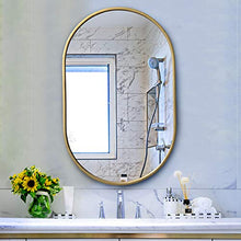 Specchio-specchio da bagno, specchio per il trucco ovale a parete, impermeabile, resistente all'ossidazione e alla corrosione, specchio argentato con immagini chiare/d'oro / 50×80 cm