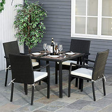 Set Tavolo con 4 Sedie da Giardino in Rattan Nero