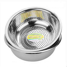 Vasetto rotondo in acciaio inox più spesso, lavabo, lavabo, lavabo, lavabo, verdure, vasi, lavabo, setaccio per riso, 40 cm, 2 pezzi