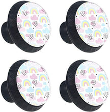 Nuvola rosa blu dell'arcobaleno del fumetto piovosa Pomelli per Porta Set di 4 Pomelli per Mobili Manopole per Cassetti Cucina Armadio Vetro