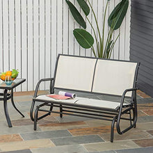 Dondolo d Giardino 2 Posti in Metallo e Tessuto Traspirante Outsy Beige