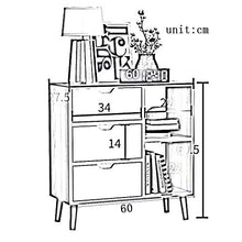 ZR- Comodino, Comodino/Comodino/Comodino in Legno con libreria e 3 cassetti, 60 x 28 x 61 cm Mobilia (Colore : Bianca)