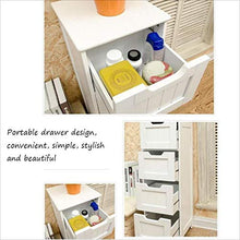 Kylinqaz Mobile da Bagno in Legno, Armadio Contenitore Laterale con 4 cassetti e 1 Armadio, Bianco