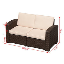 Outsunny Divano a 2 Posti in PP Plastica Divano da Giardino ad Effetto Rattan con Cuscini