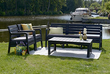 Keter 232300 Effetto Vimini Allibert Lyon/Tavolino da Pranzo 2 in 1, Colore: Nero/Grafite