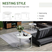 giordano shop Set 2 Tavoli da Giardino Sovrapponibili Ø70 cm e Ø50 cm in Ferro Bianco