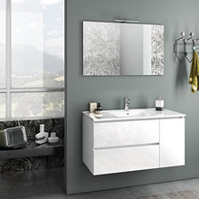 tft Mobile da Bagno Sospeso con Lavabo Specchio e Lampada a LED FEBE Bianco Lucido