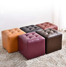 Mobili per la casa e Giardino Sgabello Square Makeup丨Pouf Singolo Imbottito in Ecopelle Poggiapiedi imbottito丨Panca Scarpa Change-36x36x33cm, Marrone Scuro Ottomani da Cucina