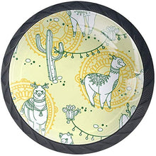 Llama Show Alpaca Cactus Yellow Pomelli per Porta Set di 4 Pomelli per Mobili Manopole per Cassetti Cucina Armadio Vetro