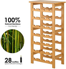 OLDJTK Wine Rack 28 Bottle Wine Rack Holder 7 Livello Vino Bagagli Shelving bambù 47 × 29 × 94 Centimetri
