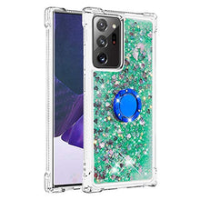 Custodia Samsung Galaxy Note 20 Ultra 4G-5G Squillo della Base del Telefono TPU Brillantini Diamond Liquido Telefono Bumper Case（Amore Verde）
