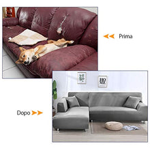 Enjoygoeu Copridivano con Penisola Elasticizzato a Forma di L Chaise Longue Sofa Cover Angolare Componibile Divano in Poliestere è Composto da 2 Pezzi,e con 2 Federe (Grigio, 2 posti + 2 posti)
