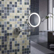 ZGQ Specchio Ingranditore da Parete con Luce LED, Specchietto da Trucco Ingrandimento X10, Girevole Orizzontali a 360 ° e Verticali Braccio Pieghevole 8 Pollici