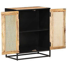 vidaXL Credenza 60x35x75 cm in Legno di Mango Grezzo e Canna Naturale