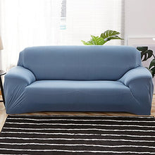 Copridivano Elasticizzato 3 Posti con Braccioli Universale in Poliesteri Spandex Copertura Divano Tinta Unita (Grigio Blu)