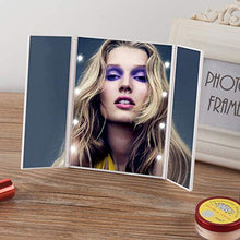 Specchio per Trucco a LED, Specchio per Trucco Pieghevole, Design Pieghevole, Specchio Quadrato ad Alta Definizione a 3 Lati, Luce Naturale a LED, Facile stoccaggio