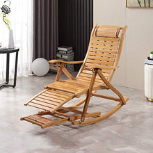 Iyom Sedia Zero Gravity, Chaise Longue, Sedia a Dondolo Pieghevole in Legno Balcone Sedia con Schienale Regolabile in bambù con poggiatesta e Massaggio ai Piedi Lettini Prendisole per Esterni Sedia