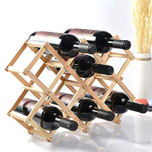 CODIRATO Portabottiglie Pieghevole in Legno Scaffale per Bottiglie di Vino e Birra Cantinetta Vino per 10 Bottiglie di Stoccaggio(45 * 31CM)
