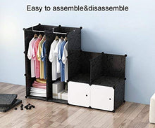 JOISCOPE Guardaroba, Armadio Portatile per Camera da Letto, Scatola di immagazzinaggio, Armadio componibile in plastica con pensili, Bianco e Nero(12 cubi)