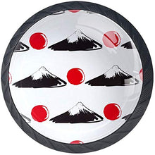 Giappone Monte Fuji Red Sun Pattern Pomelli per Porta Set di 4 Pomelli per Mobili Manopole per Cassetti Cucina Armadio Vetro