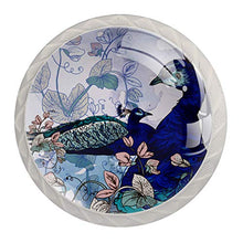 Maniglie per cassetti Manopole per cassetti Manopole rotonde Confezione da 4 per armadietto, cassetti, cassettiere, cassettiere ecc - Pavoni Blu Floreali