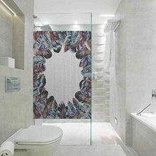 Pellicola di vetro statica senza colla, piuma decorazione per la casa Boho Circle cornice rotonda wi, casa bagno WC, 29,9 cm L x 119,9 cm L pollici