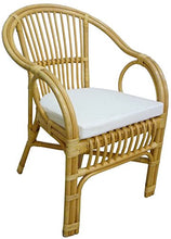 Savino Fiorenzo Poltrona Sedia Selangor in Vimini bambù Rattan e giunco Naturale con Cuscino per casa Salotto Giardino