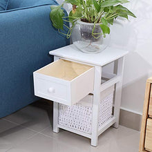 GXP 2pcs / Set Lavaggio da Comodino in Legno Naturale con Cassetti E Cestino (Bianco)
