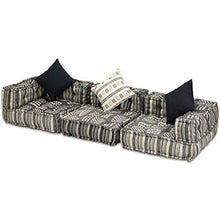 Festnight Divano Letto Modulare Moderno a 2/3/4 Posti Rivestimento Tessuto a Strisce con Cuscini - Arredi Casa