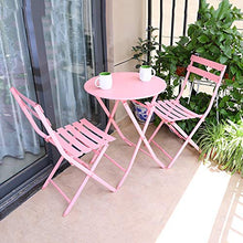 CGBF-Tavolo da Giardino Rotondo Pieghevole da 60cm con 2 Sedie Set Bistrot 3 Pezzi Mobili da Giardino per Patio Outdoor Antiruggine,Rosa