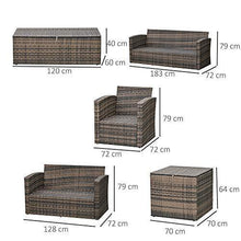 Outsunny Set Mobili da Giardino 6 Pezzi in Rattan con Tavolini, Divani e Poltrone Imbottiti per 7 Persone, Marrone - Arredi Casa