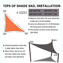 Tenda da Sole A Vela, Tenda da Sole A Vela Impermeabile con Blocco UV per Giardino Patio Esterno con Corde, Triangolo Rettangolo (3 * 4 * 5m,Beige)
