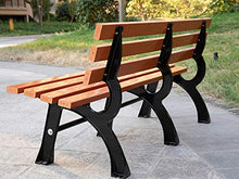 Panchina da Giardino Vintage All'aperto, 120 Cm / 150 Cm, Panca per Patio in Legno di Plastica per 3 Persone con Schienale E Bracciolo, Struttura in Ghisa Robusta E Durevole