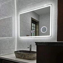 Specchio da bagno con illuminazione bianca fresca 80x60 cm Specchio di illuminazione a specchio a muro a LED con interruttore tattile, energia anti-nebbia, risparmio energetico IP44