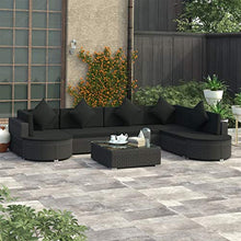 vidaXL Set Divani da Giardino 8 pz con Cuscini Foderati Lavabili Modulare Leggero Elegante Arredi da Esterno in Polyrattan Nero Telaio in Acciaio