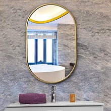 Specchio-specchio da bagno, specchio per il trucco ovale a parete, impermeabile, resistente all'ossidazione e alla corrosione, specchio argentato con immagini chiare/d'oro / 50×80 cm