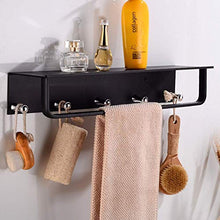AGGF Mensole per Doccia da Bagno Mensola per Bagno Doccia Oragnizer Mensole per Bagno in Alluminio Decorativo con 5 Ganci Supporto per portasciugamani Singolo a Parete Nero