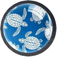 Tartarughe Di Mare Bianco Blu Pomelli per Porta Set di 4 Pomelli per Mobili Manopole per Cassetti Cucina Armadio Vetro