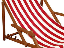 Sedia a Sdraio a Righe Bianco-Rosse con braccioli in Faggio con Parasole e tavolino 10-314ST