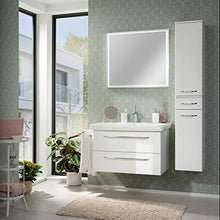 FACKELMANN - Set da 4 mobili da bagno Milano da appendere con lavabo da 80 cm e specchio da bagno a LED e armadietto alto