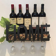YOUJING Portabottiglie per Vino Rosso, Home Portabottiglie in Metallo a Parete con 4 Bottiglie e 4 Bicchieri per Decorazioni per la casa
