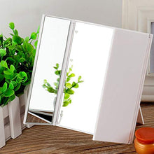 Specchio per Trucco a LED, Specchio per Trucco Pieghevole, Design Pieghevole, Specchio Quadrato ad Alta Definizione a 3 Lati, Luce Naturale a LED, Facile stoccaggio