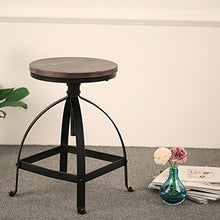 IKAYAA Sgabelli da Bar, Sgabelli da Bar Altezza Regolabile Girevole Cucina Sala Colazione Sedia Naturale Pineta Top Bar Stool, Vintage Nero