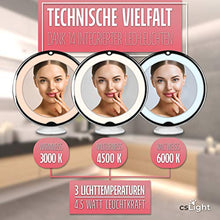 CS Light® Specchio cosmetico con luce – [3] livelli di luminosità – [360°] – Montaggio con ventosa – [10x]