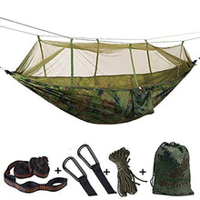 Amaca in cotone per esterni 260 * 140 cm, amaca da campeggio / giardino con zanzariera, mobili da esterno, letto sospeso portatile per 2 persone, forza, tessuto per paracadute, altalena per dormire