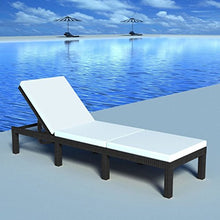 vidaXL Lettino Prendisole Regolabile Cuscino Poli Rattan Nero Sdraio Spiaggia