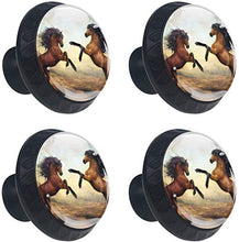 Brown Two Horses Battle Pomelli per Porta Set di 4 Pomelli per Mobili Manopole per Cassetti Cucina Armadio Vetro