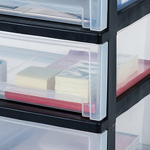 Iris Ohyama, Torre di stoccaggio, 3 cassetti da 30 L, con ruote, plastica robusta, ufficio, garage - Smart Wide Chest SWC-503 - Nero