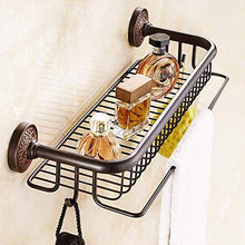 HTL Scaffale per il bagno nero in rame americano per cosmetici da bagno a parete senza punzone per il bagno, facile da installare